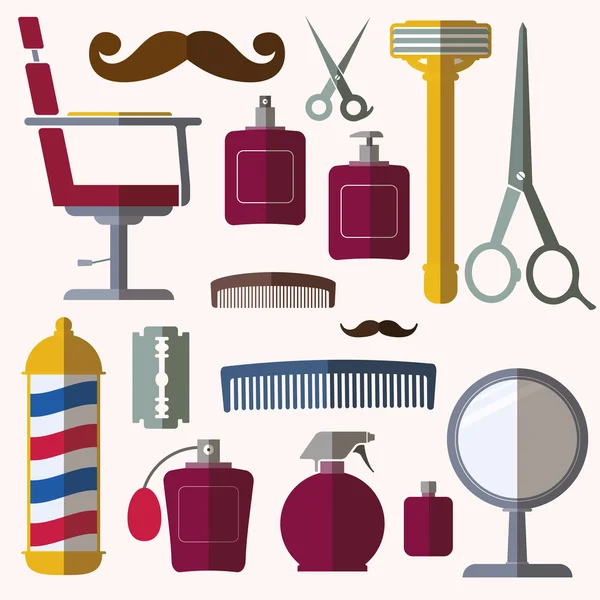 Conjunto de iconos relacionados con peluquería y peluquería — Vector de stock