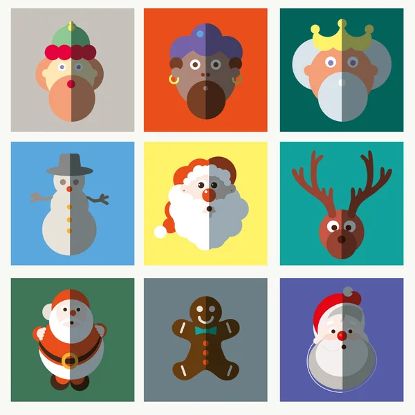 Christmas santa claus wisemen iconen vector set — Stockvector