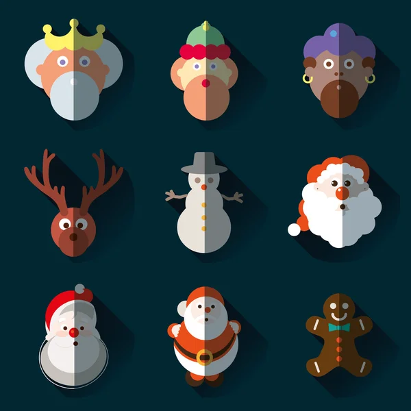 Christmas santa claus wisemen iconen vector set — Stockvector