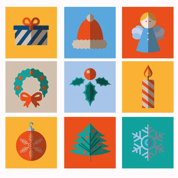 Colección de iconos de Navidad e Invierno - vector — Archivo Imágenes Vectoriales