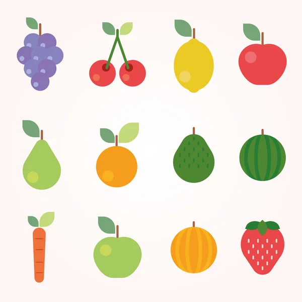 Groenten en fruit pictogrammen — Stockvector