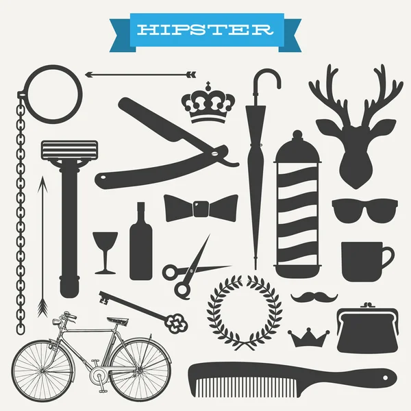 Illustration vectorielle de jeu d'icônes Hipster — Image vectorielle