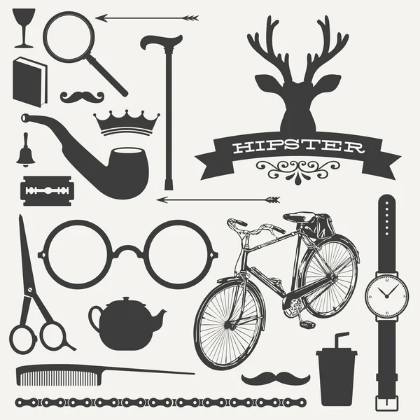 Hipster icono conjunto vector ilustración — Vector de stock