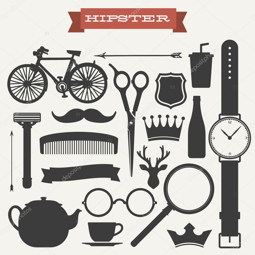 Hipster icon set vector illustration