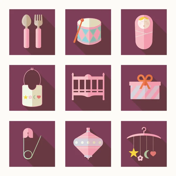 Illustration vectorielle des bébés et des produits pour bébés — Image vectorielle