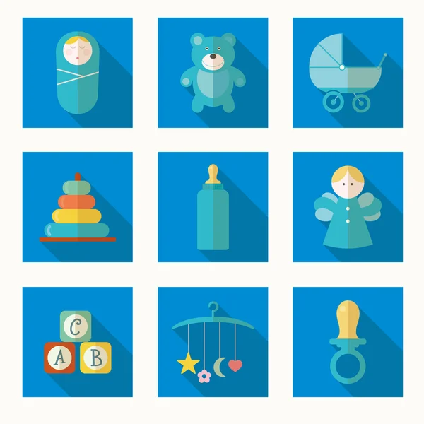 Vector illustration of babies and baby products — Stock Vector