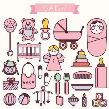 Vektör çizim bebek ve bebek ürünleri