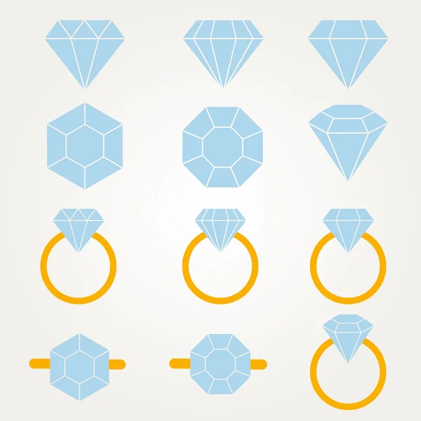 Conjunto de símbolo de icono de vector de diamante — Archivo Imágenes Vectoriales