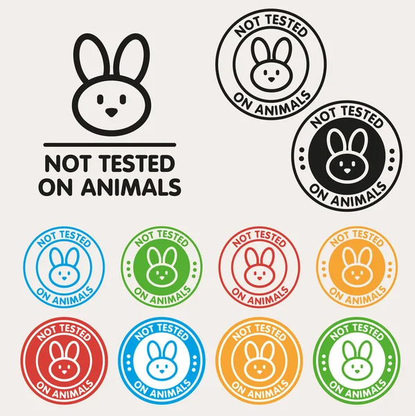 Inga djur testing tecken ikonen. Inte testat symbol. Runda färgglada — Stock vektor