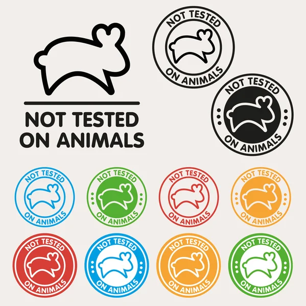 No hay animales probando icono de signo. Símbolo no probado. Redondo colorido — Vector de stock