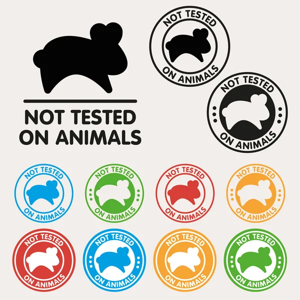 No animals testing sign icon. Not tested symbol. Round colourful — Stock Vector