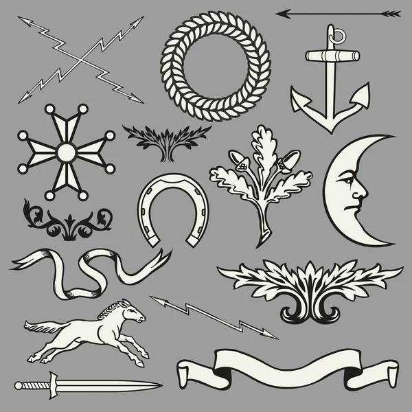 Геральдические символы и элементы — стоковый вектор