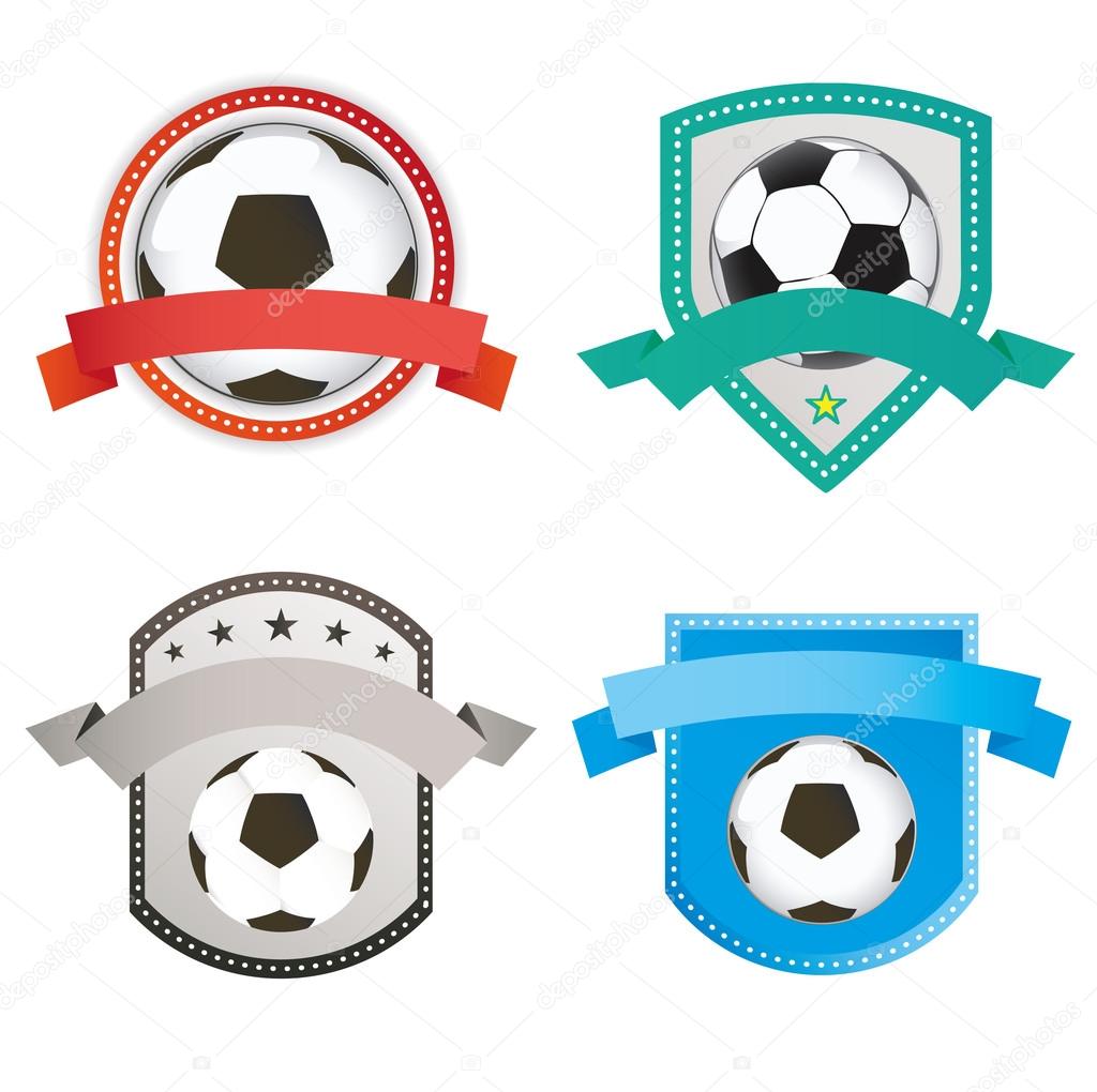 Set of soccer football and logo emblem designs