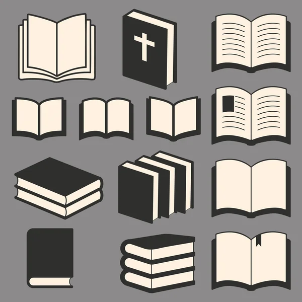 Libro iconos conjunto — Vector de stock