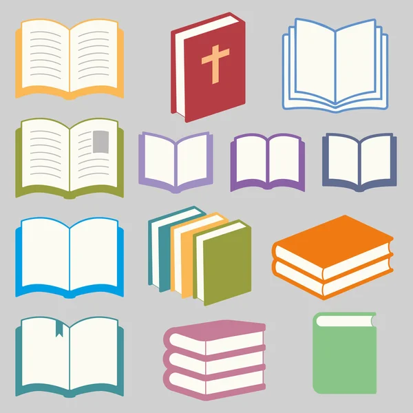 Libro iconos conjunto — Vector de stock