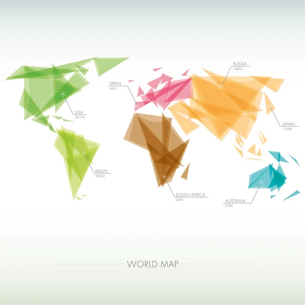 Geometriai világtérkép — Stock Vector