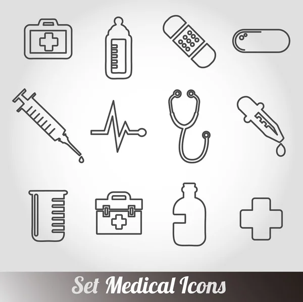 Conjunto de linha de ícones médicos - Ilustração vetorial — Vetor de Stock