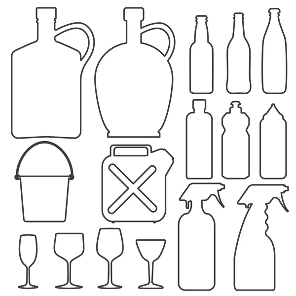 Colección botella línea vector silueta — Archivo Imágenes Vectoriales