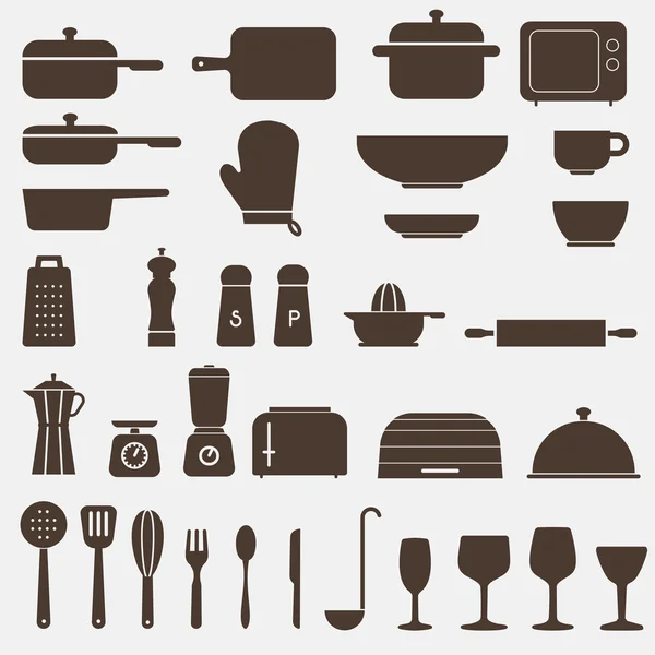 Conjunto de ícones de cozinha - Vector Graphics —  Vetores de Stock