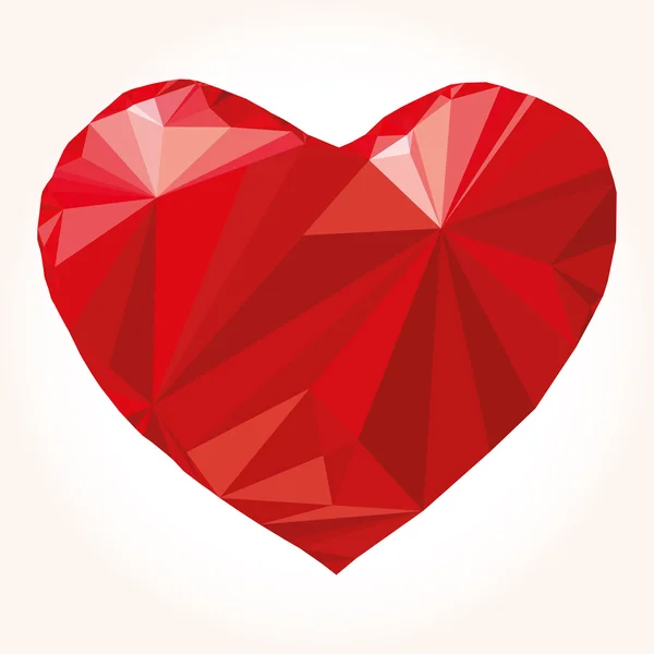Hjärta origami. Vektor Illustration. Abstrakt månghörnigt hjärta. Love symbol. Låg-poly färgglada stil. Romantisk bakgrund för alla hjärtans dag. — Stock vektor