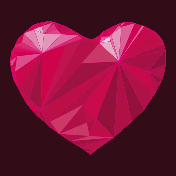 Kalp origami. Vektör çizim. Soyut poligonal kalp. Aşk sembolü. Düşük Poli renkli stil. Sevgililer günü için romantik arka plan. — Stok Vektör