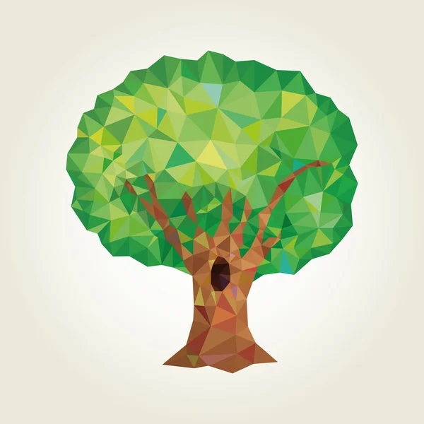 Conceptual polygonal tree. Abstract vector Illustration, low poly style. Stylized design element. — Stock Vector