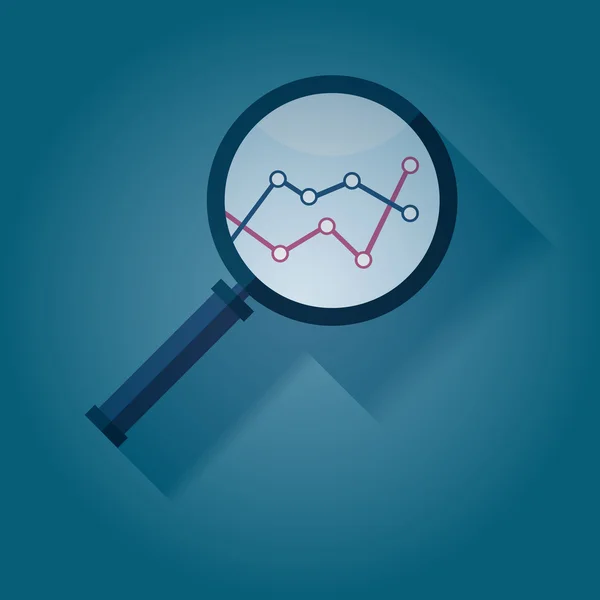 Símbolo de análise de negócios com ícone de lupa — Vetor de Stock