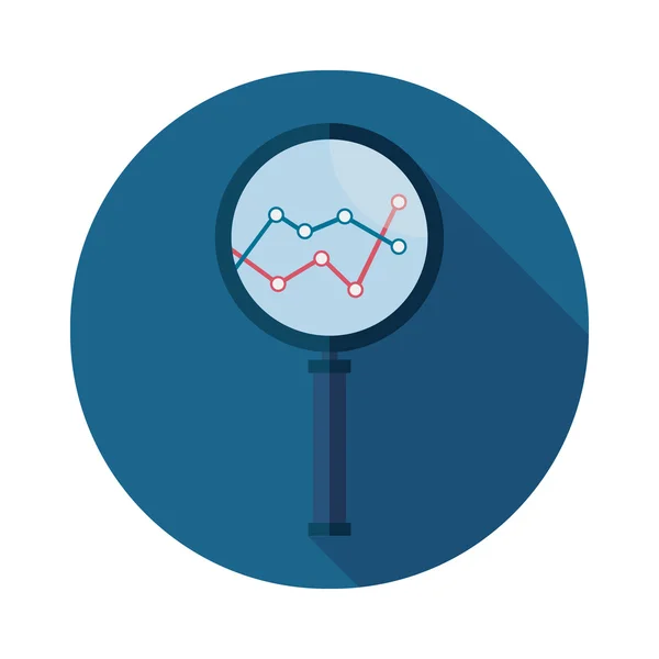 Simbolo Business Analysis con icona in lente d'ingrandimento — Vettoriale Stock