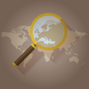 Dünya Haritası ülkeler Europe büyüteç ile