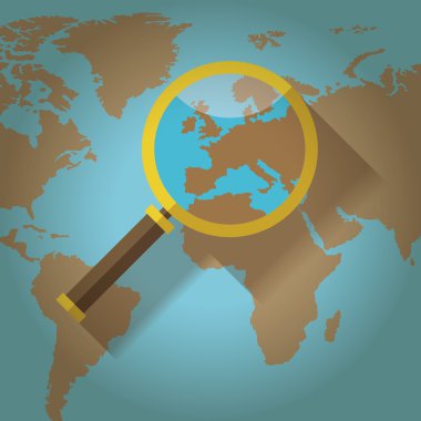 Dünya Haritası ülkeler Europe büyüteç ile