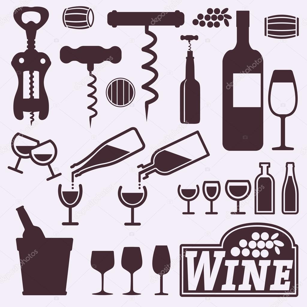 Wine labels and icons collection