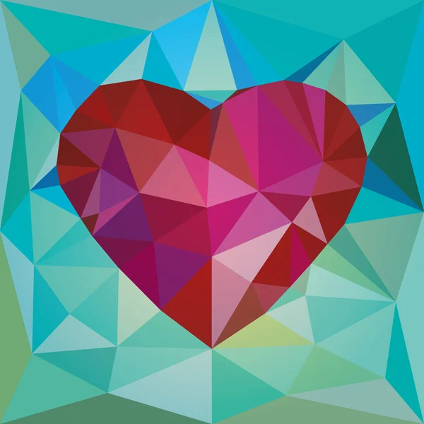 Low poly red heart — Stock Vector