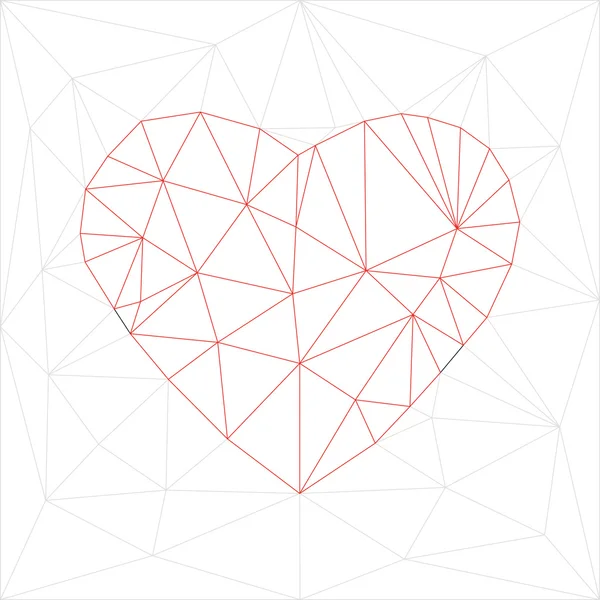 Låga poly röd hjärta — Stock vektor
