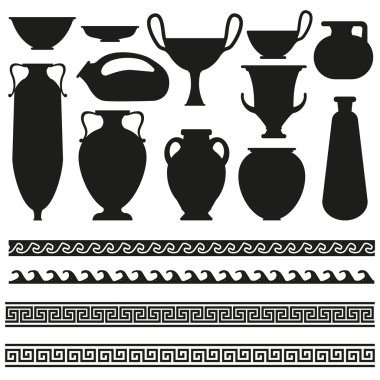 Tasarımlarınız için Yunan geometrik süsleme ile antik vazo