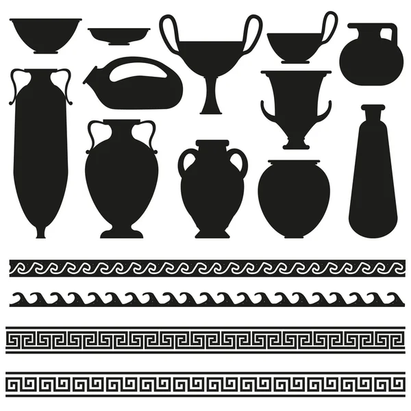 Ancien vase avec ornement géométrique grec pour vos dessins — Image vectorielle