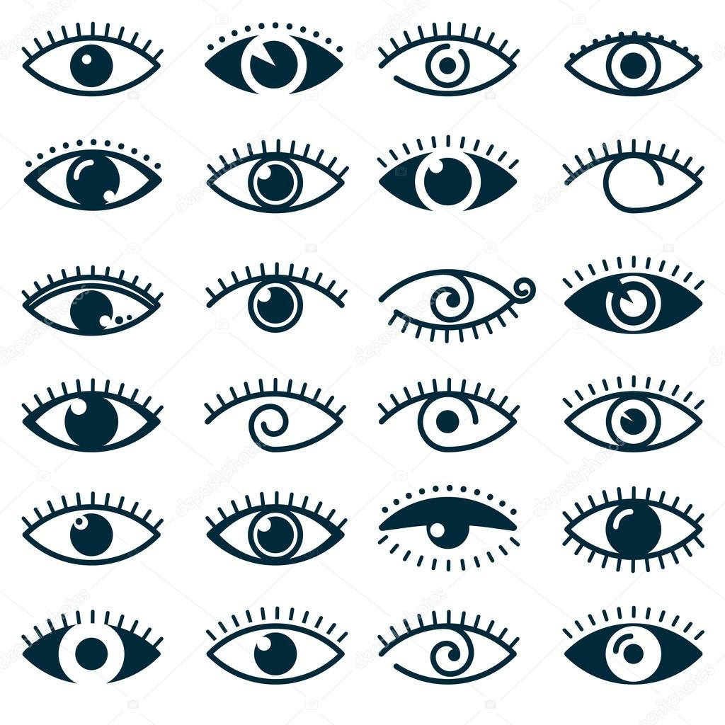 Collection of eyes icons and symbols - logo design. Vector illustration