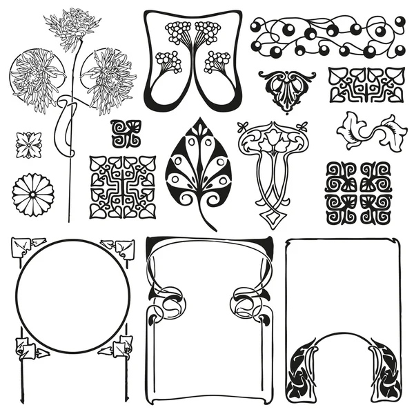 Art nouveau floral ornamenten — Stockvector