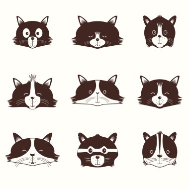 vector set van verschillende schattig cartoon katten gezichten