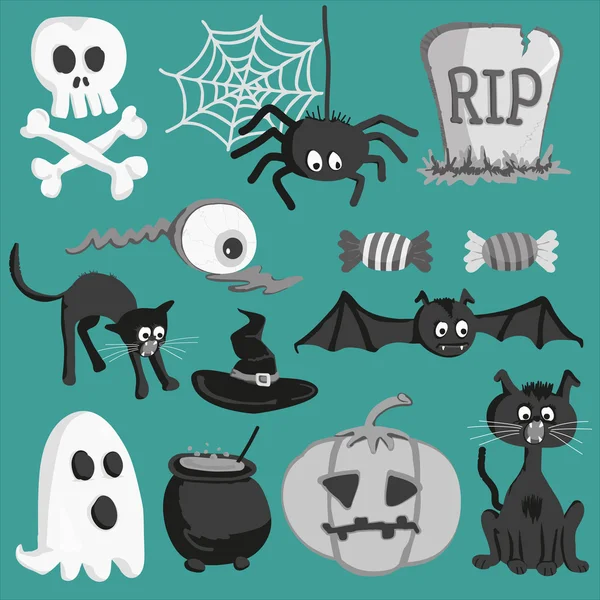 Set of vector Halloween cartoon icons — Stock Vector