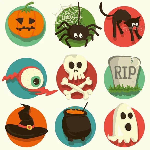 Set of vector Halloween cartoon icons — Stock Vector