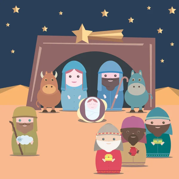 Vektör Nativity Hıristiyan doğum — Stok Vektör