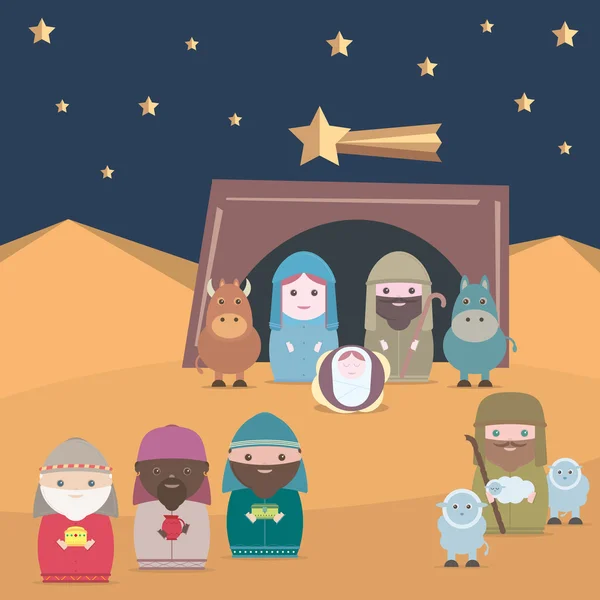 Vektör Nativity Hıristiyan İsa — Stok Vektör