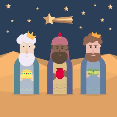 The three Kings of Orient, wise men, 3 magi clipart
