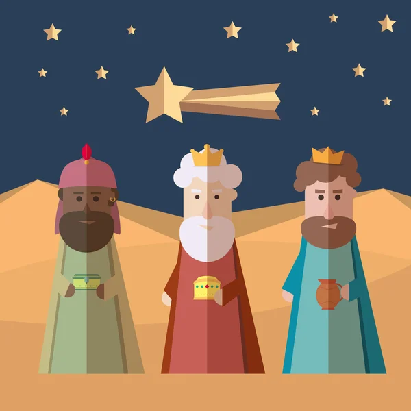 Los tres reyes de Oriente, hombres sabios, 3 magos — Vector de stock