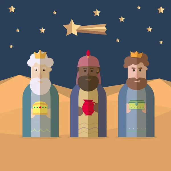 The three Kings of Orient, wise men, 3 magi — Stock Vector
