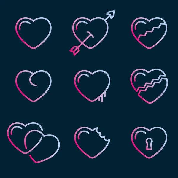 Heart line icons vector symbols — Stock Vector