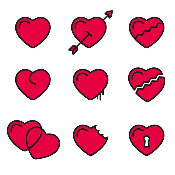 Corazón línea iconos vector símbolos — Archivo Imágenes Vectoriales