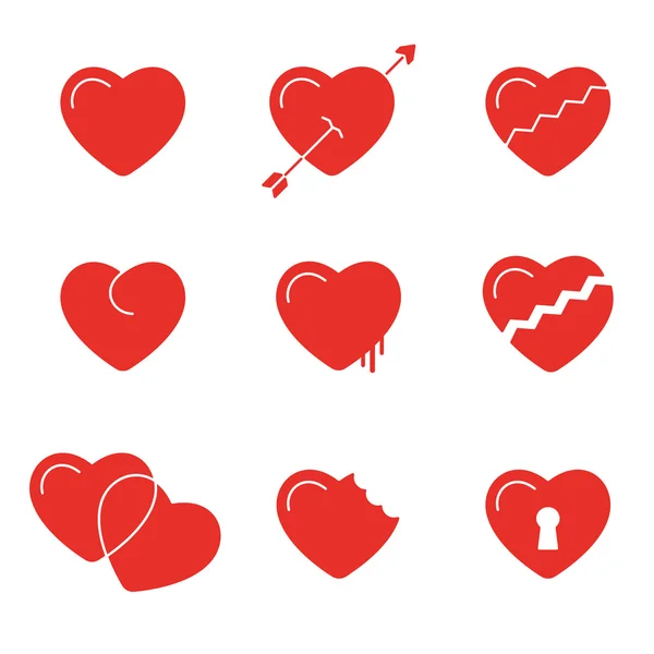 Vector iconos símbolos línea de corazón — Archivo Imágenes Vectoriales