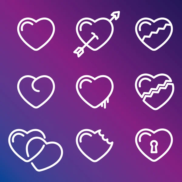 Vector icons symbols heart line — Stock Vector