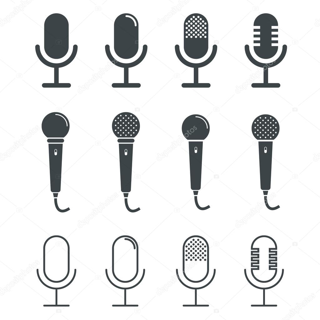 Microphone icons on white background. Vector illustration.